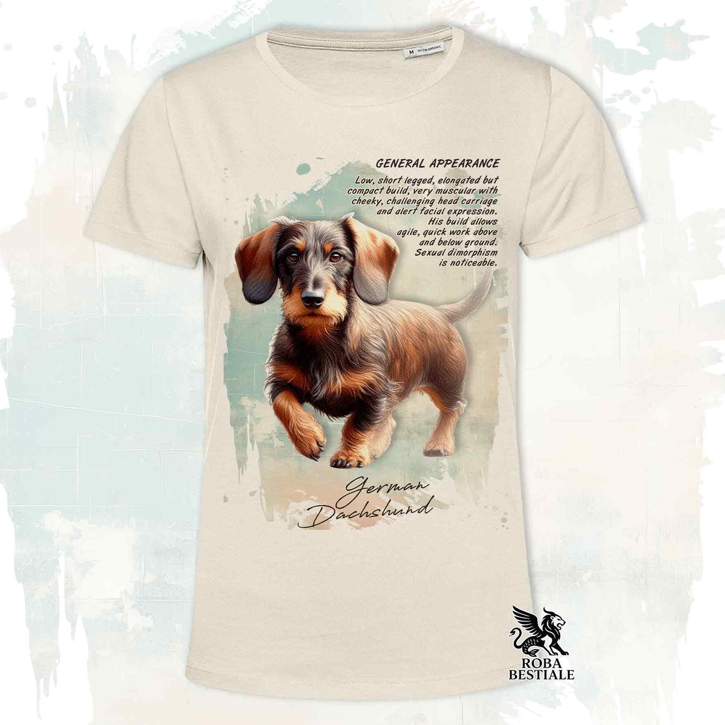 T-Shirt APPEARANCE - BASSOTTO a Pelo Duro Cinghiale Marrone - Bianca o Beige, da Uomo o da Donna - dalla XS alla 5XL