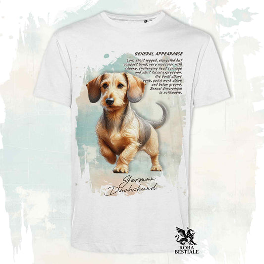 T-Shirt APPEARANCE - BASSOTTO a Pelo Duro Foglia Secca - Bianca o Beige, da Uomo o da Donna - dalla XS alla 5XL