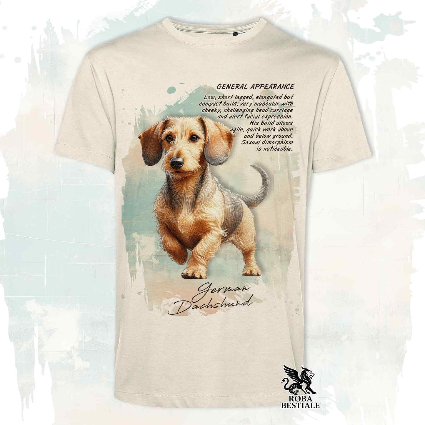 T-Shirt APPEARANCE - BASSOTTO a Pelo Duro Foglia Secca - Bianca o Beige, da Uomo o da Donna - dalla XS alla 5XL