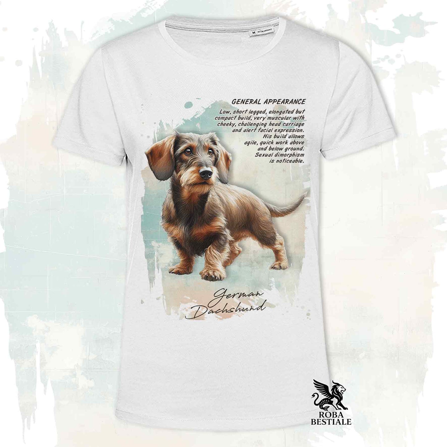 T-Shirt APPEARANCE - BASSOTTO a Pelo Duro Marrone Focato - Bianca o Beige, da Uomo o da Donna - dalla XS alla 5XL
