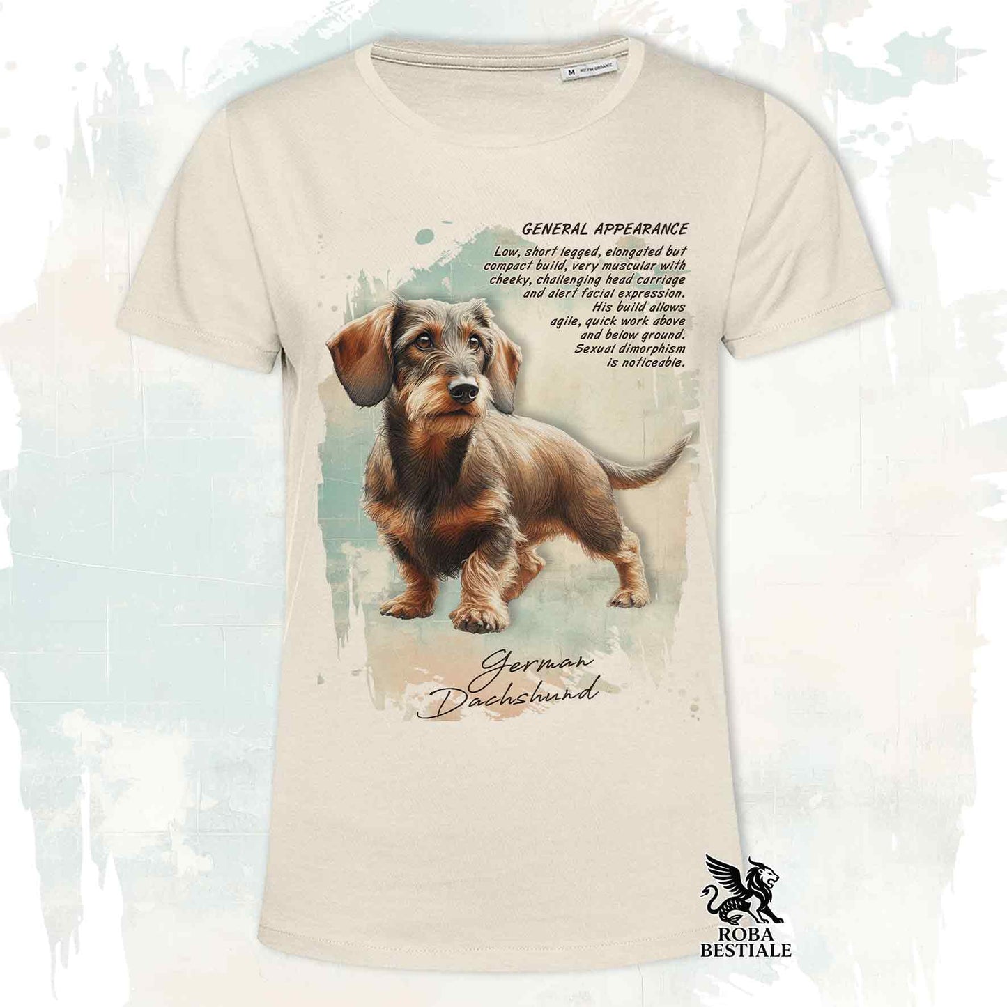 T-Shirt APPEARANCE - BASSOTTO a Pelo Duro Marrone Focato - Bianca o Beige, da Uomo o da Donna - dalla XS alla 5XL