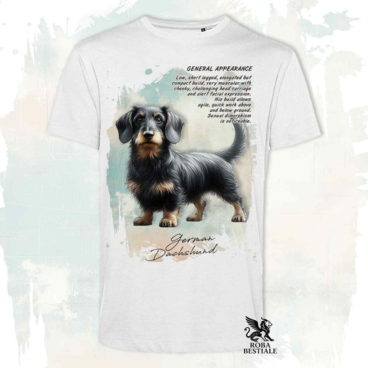 T-Shirt APPEARANCE - BASSOTTO a Pelo Duro Nero Focato - Bianca o Beige, da Uomo o da Donna - dalla XS alla 5XL