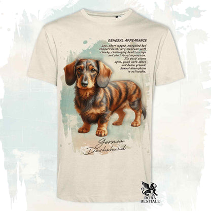 T-Shirt APPEARANCE - BASSOTTO a Pelo Duro Tigrato - Bianca o Beige, da Uomo o da Donna - dalla XS alla 5XL