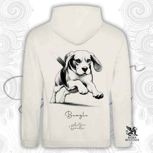 Felpa ACTION DOODLE - BEAGLE - Con Cappuccio e Tasconi, diversi colori, Unisex - dalla XS alla 3XL