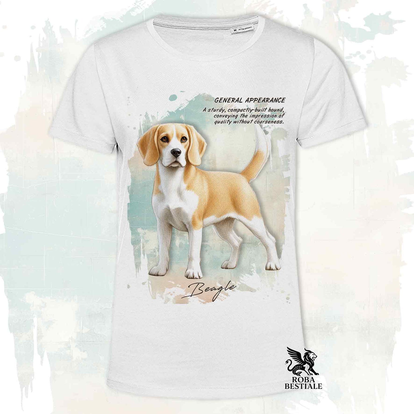 T-Shirt APPEARANCE - BEAGLE Fuoco e Bianco - Bianca o Beige, da Uomo o da Donna - dalla XS alla 5XL