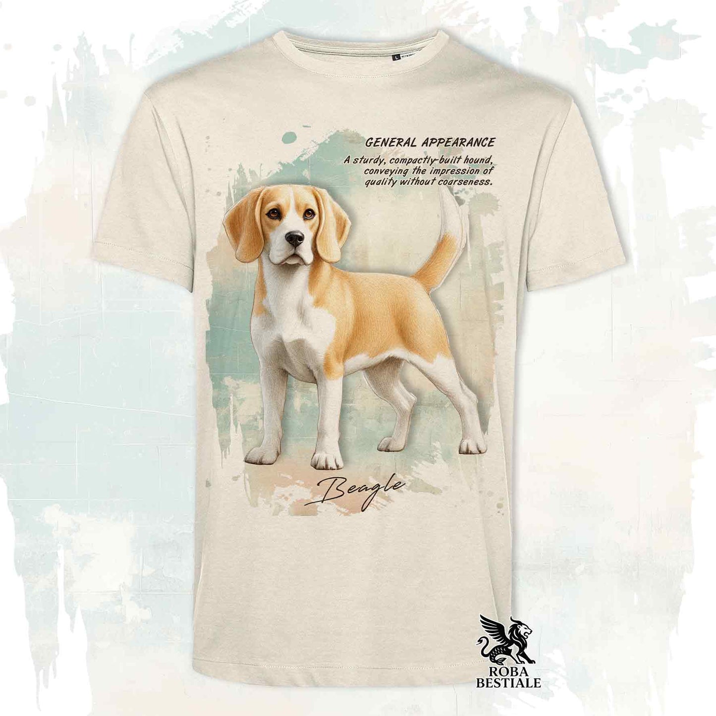 T-Shirt APPEARANCE - BEAGLE Fuoco e Bianco - Bianca o Beige, da Uomo o da Donna - dalla XS alla 5XL