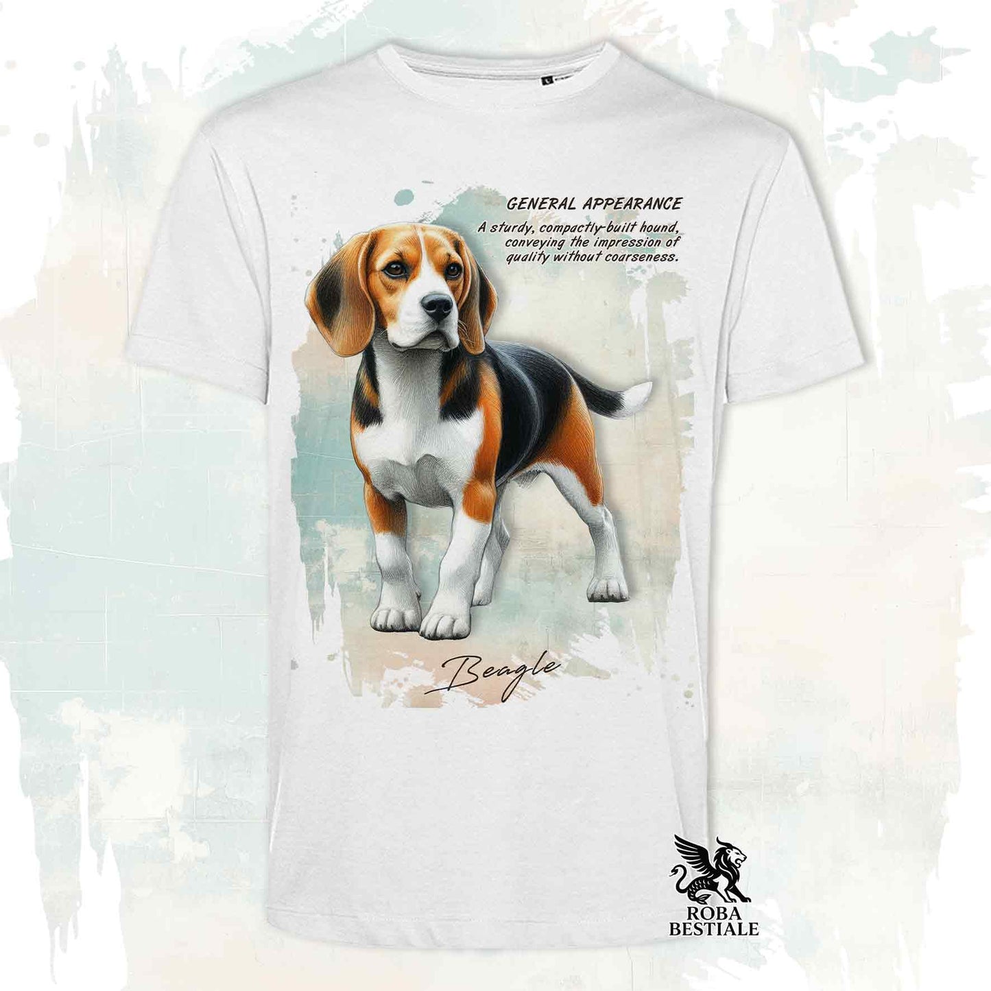 T-Shirt APPEARANCE - BEAGLE Black Tricolor - Bianca o Beige, da Uomo o da Donna - dalla XS alla 5XL