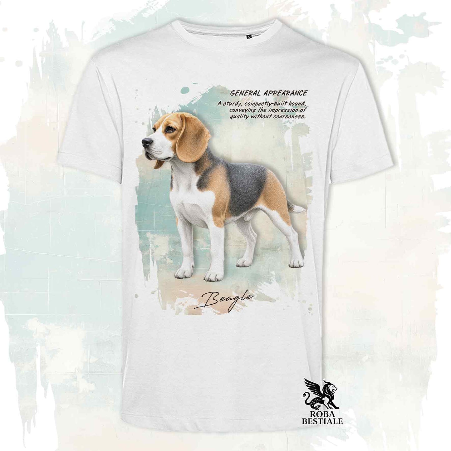 T-Shirt APPEARANCE - BEAGLE Blue Tricolor - Bianca o Beige, da Uomo o da Donna - dalla XS alla 5XL