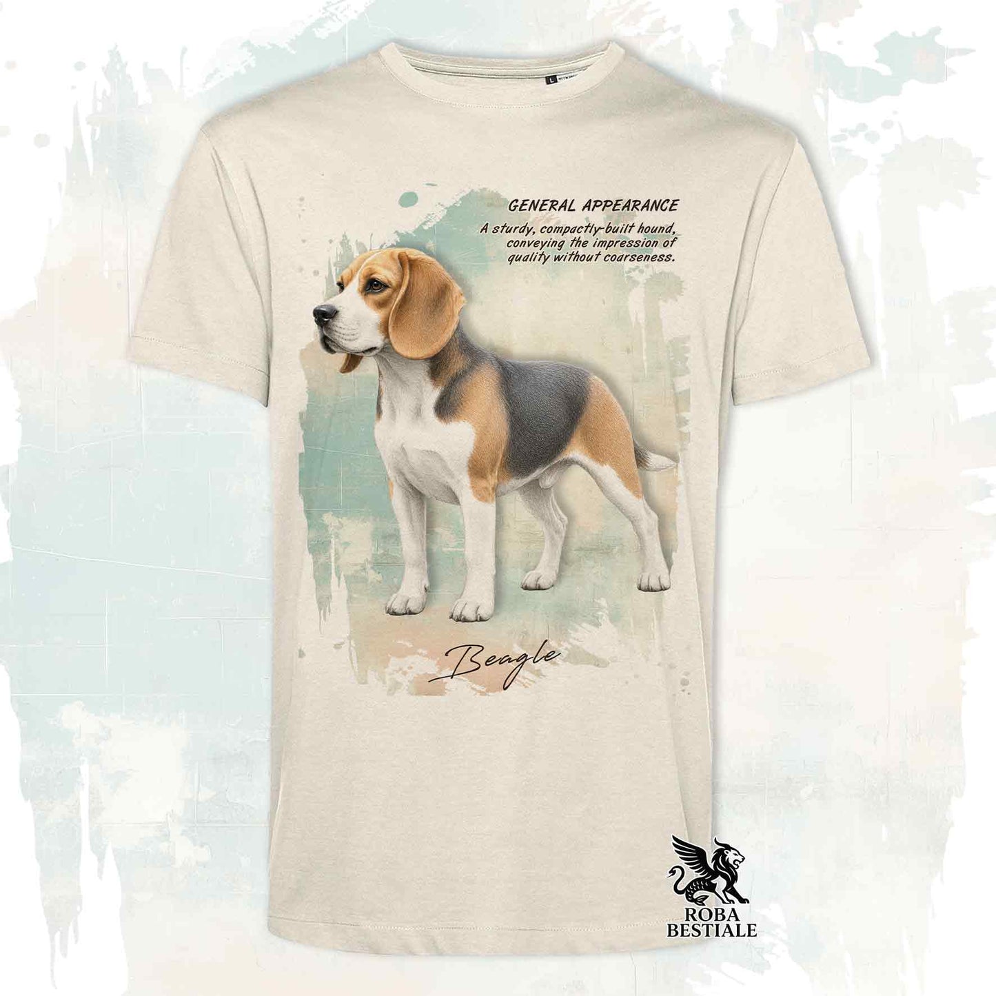 T-Shirt APPEARANCE - BEAGLE Blue Tricolor - Bianca o Beige, da Uomo o da Donna - dalla XS alla 5XL