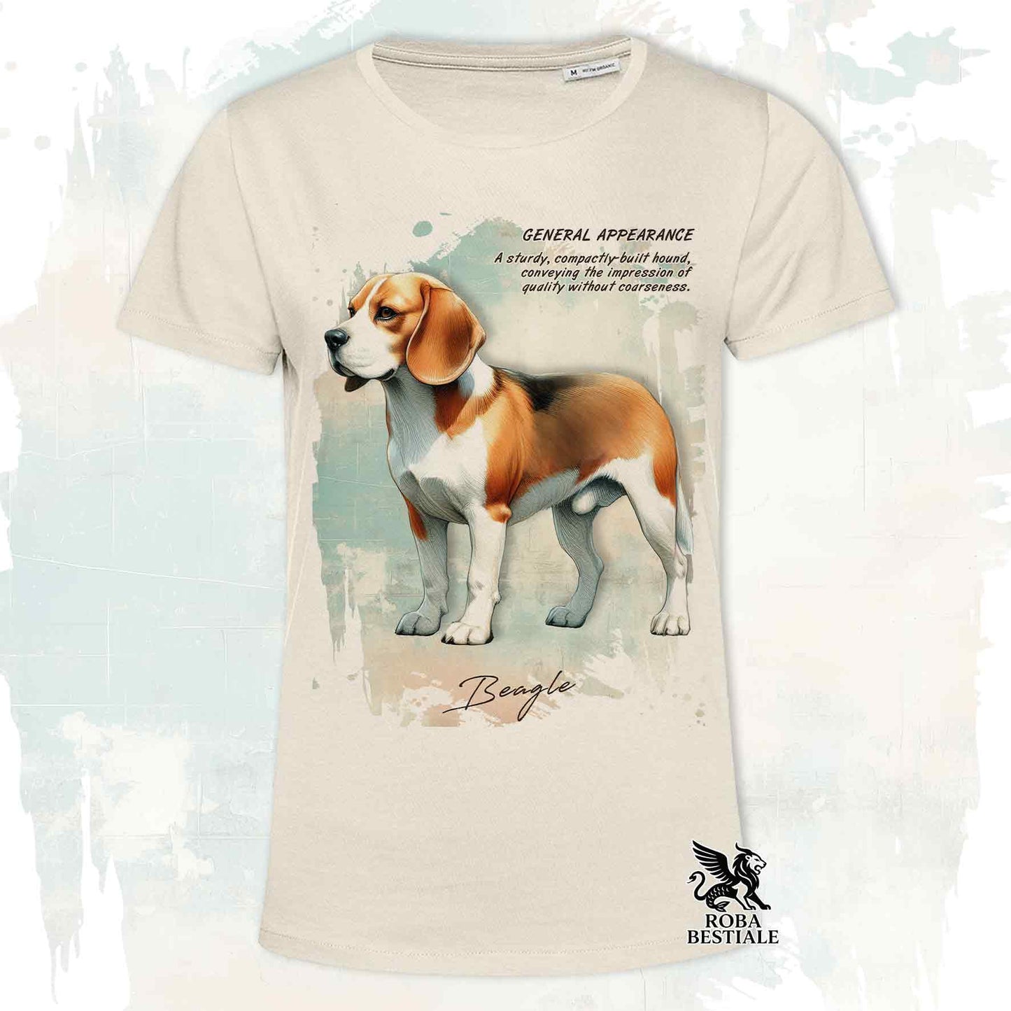 T-Shirt APPEARANCE - BEAGLE Lepre Pied - Bianca o Beige, da Uomo o da Donna - dalla XS alla 5XL