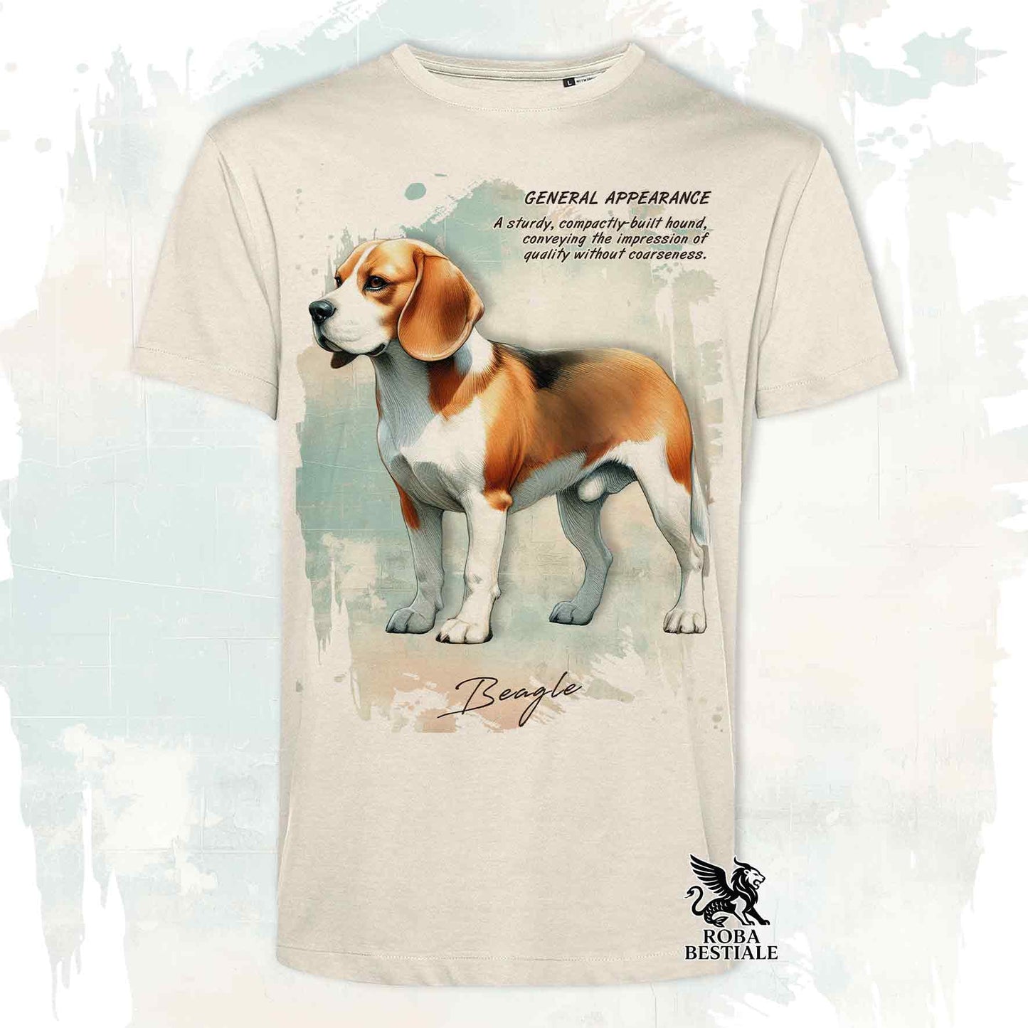 T-Shirt APPEARANCE - BEAGLE Lepre Pied - Bianca o Beige, da Uomo o da Donna - dalla XS alla 5XL