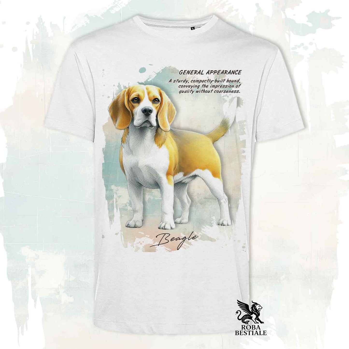 T-Shirt APPEARANCE - BEAGLE Limone Pied - Bianca o Beige, da Uomo o da Donna - dalla XS alla 5XL