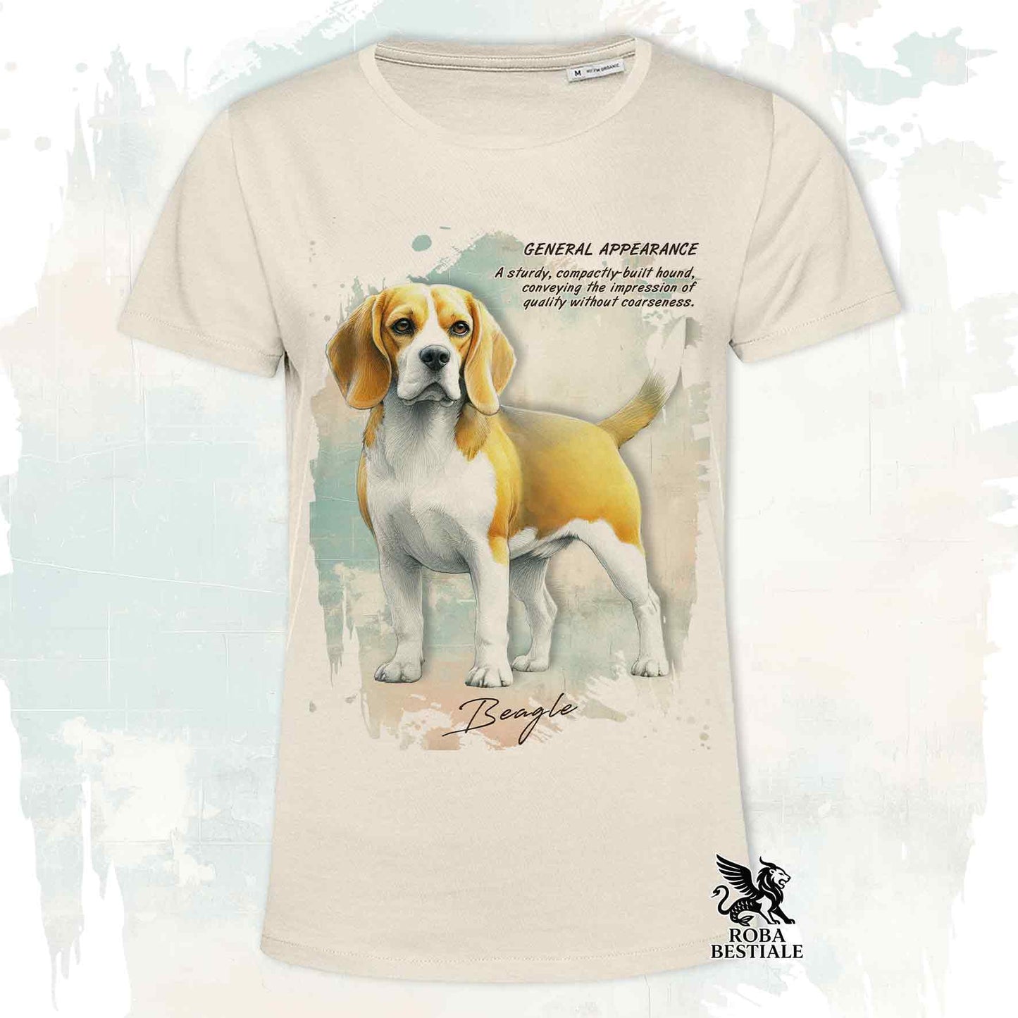 T-Shirt APPEARANCE - BEAGLE Limone Pied - Bianca o Beige, da Uomo o da Donna - dalla XS alla 5XL