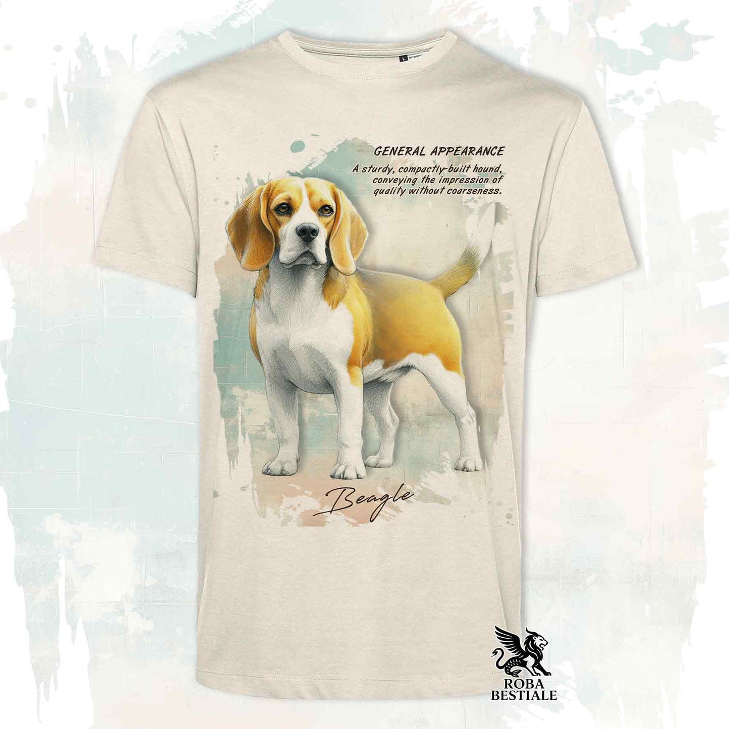T-Shirt APPEARANCE - BEAGLE Limone Pied - Bianca o Beige, da Uomo o da Donna - dalla XS alla 5XL