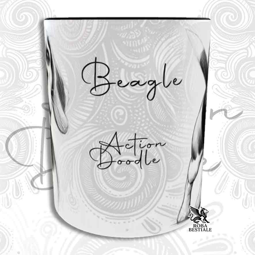 Tazza ACTION DOODLE - BEAGLE - In Ceramica, con manico e interno colorato - 330 ml