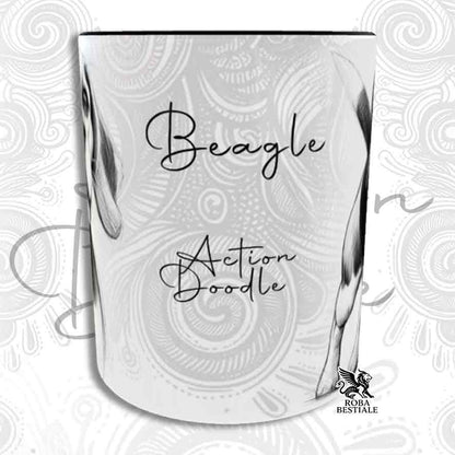 Tazza ACTION DOODLE - BEAGLE - In Ceramica, con manico e interno colorato - 330 ml