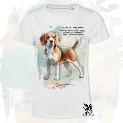 T-Shirt APPEARANCE - BEAGLE Tasso Pied - Bianca o Beige, da Uomo o da Donna - dalla XS alla 5XL