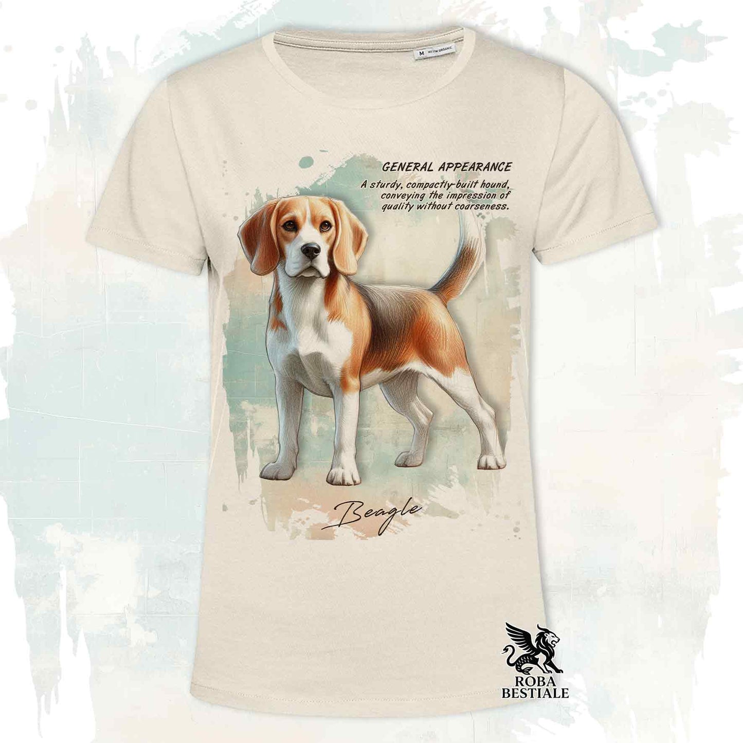 T-Shirt APPEARANCE - BEAGLE Tasso Pied - Bianca o Beige, da Uomo o da Donna - dalla XS alla 5XL