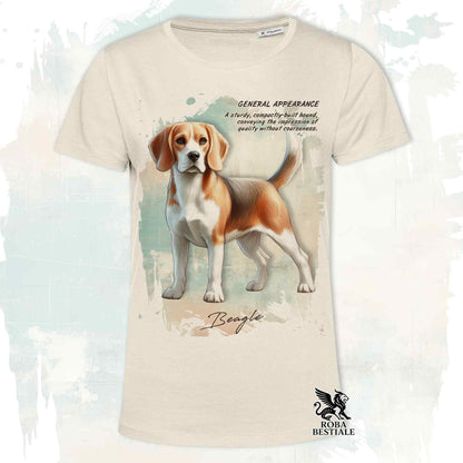 T-Shirt APPEARANCE - BEAGLE Tasso Pied - Bianca o Beige, da Uomo o da Donna - dalla XS alla 5XL