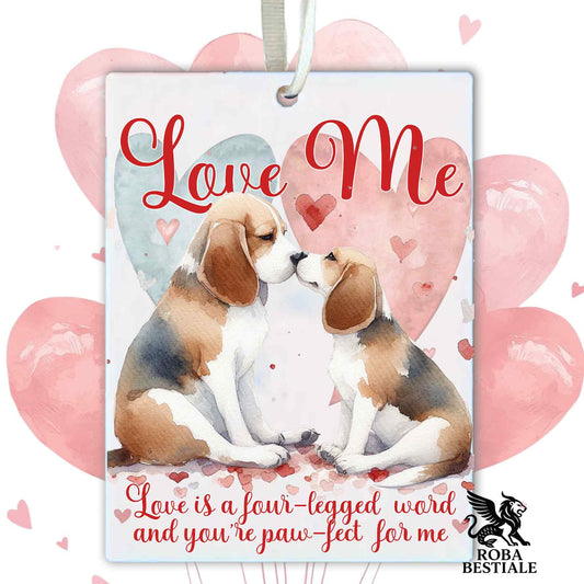 Deodorante Auto LOVE ME - BEAGLE Tricolore Blue - In Feltro, con cordino - 7,5 x 10 cm
