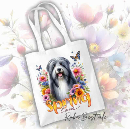 Tote Bag BEARDED COLLIE - Collection Spring Love