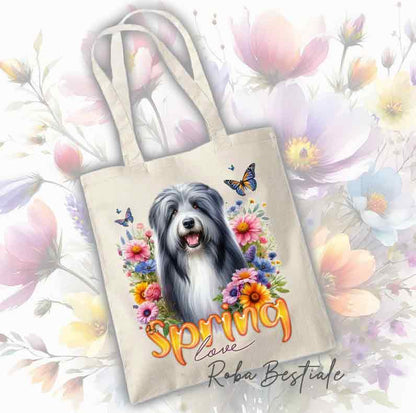 Tote Bag BEARDED COLLIE - Collection Spring Love
