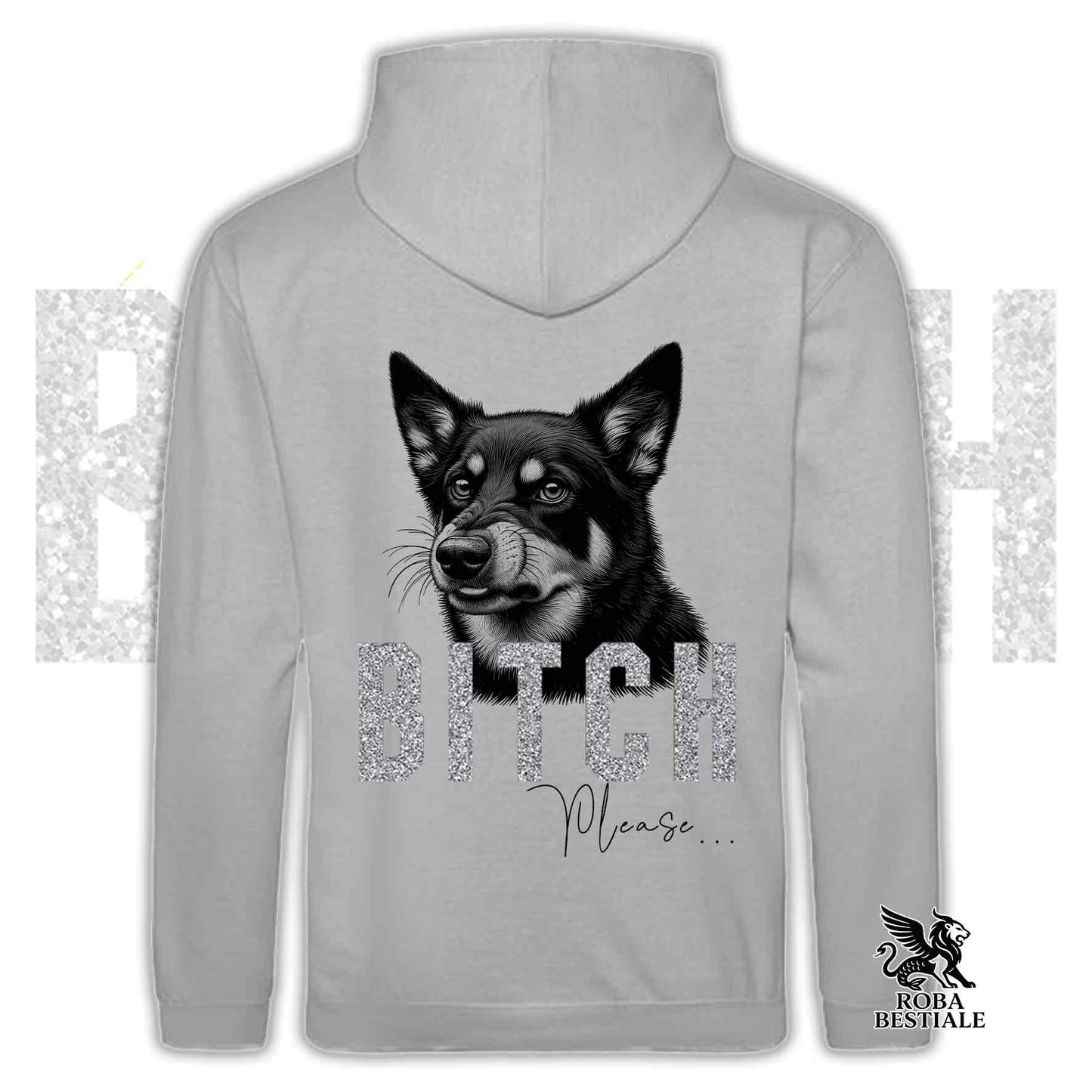 Felpa BI**H, PLEASE - AUSTRALIAN KELPIE - Con Cappuccio e Tasconi, Unisex, in tanti colori - dalla XS alla 5XL