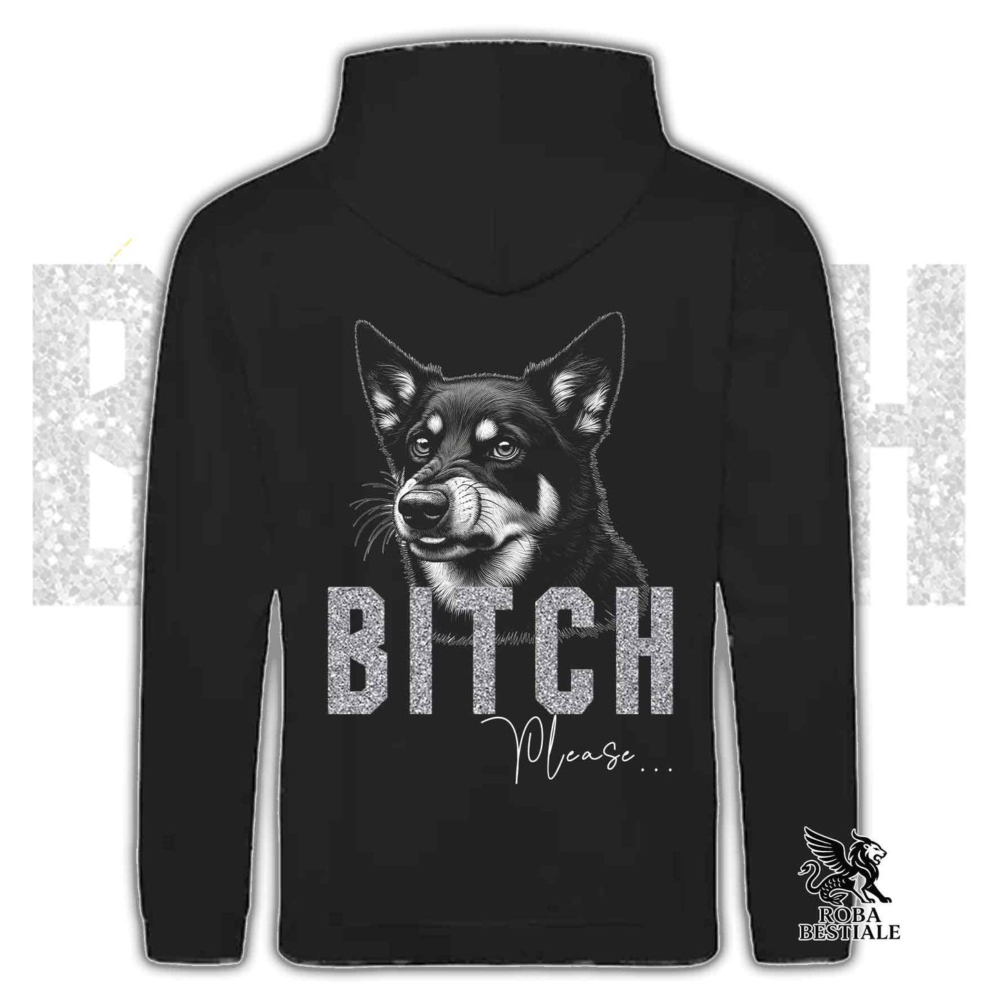 Felpa BI**H, PLEASE - AUSTRALIAN KELPIE - Con Cappuccio e Tasconi, Unisex, in tanti colori - dalla XS alla 5XL