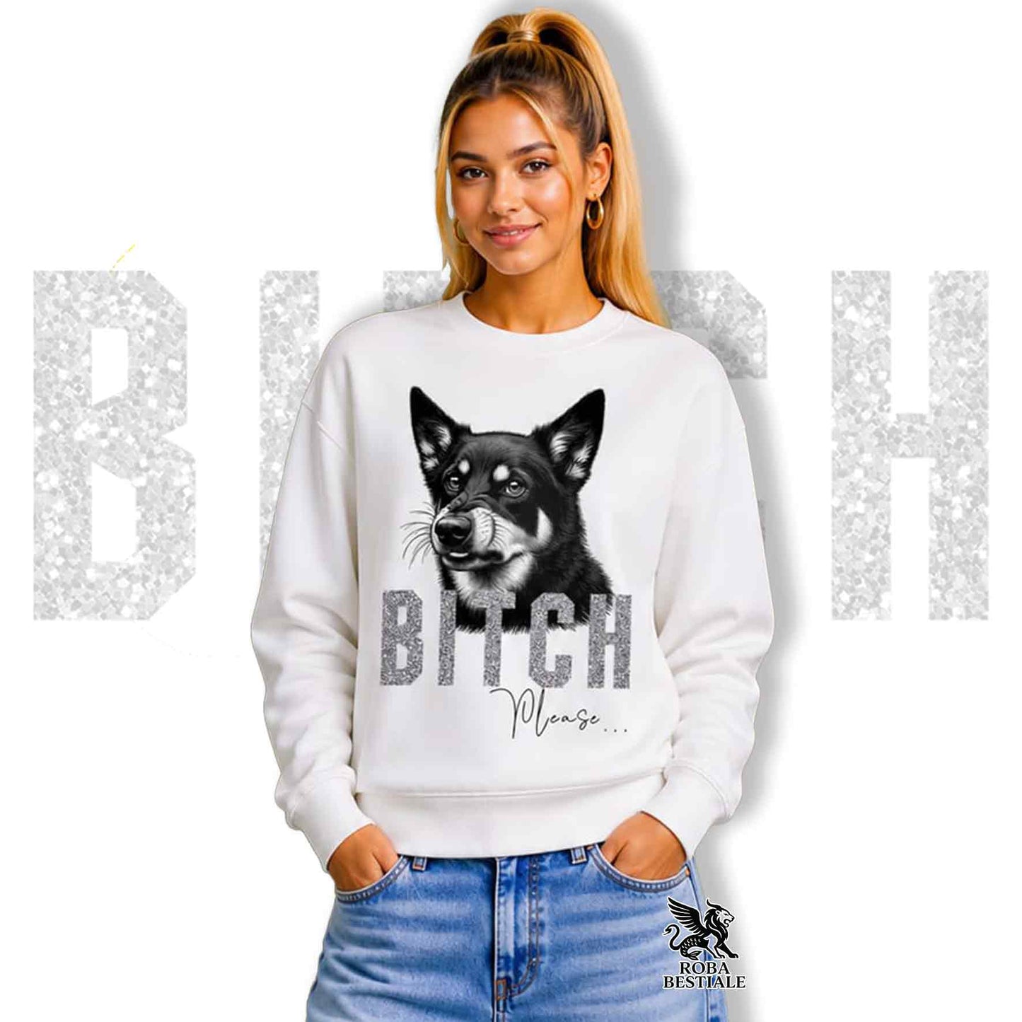 Felpa BI**H, PLEASE - AUSTRALIAN KELPIE - Girocollo, Unisex, in tanti colori! - dalla XS alla 3XL