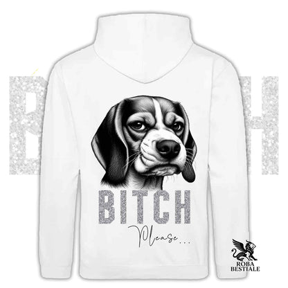 Felpa BI**H, PLEASE - BEAGLE - Con Cappuccio e Tasconi, Unisex, in tanti colori - dalla XS alla 5XL