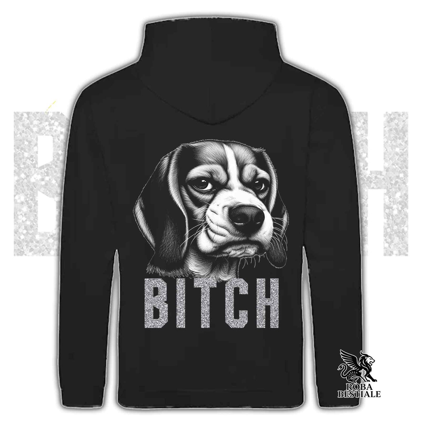 Felpa BI**H, PLEASE - BEAGLE - Con Cappuccio e Tasconi, Unisex, in tanti colori - dalla XS alla 5XL