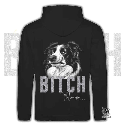 Felpa BI**H, PLEASE - BORDER COLLIE - Con Cappuccio e Tasconi, Unisex, in tanti colori - dalla XS alla 5XL
