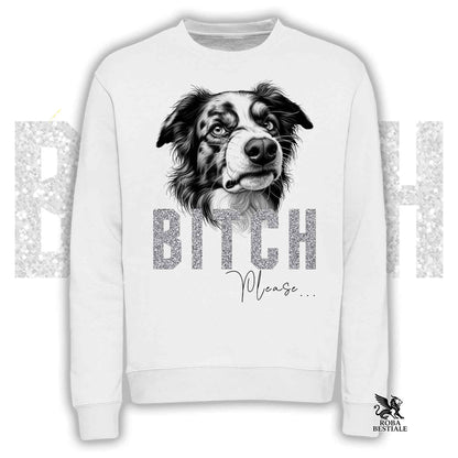 Felpa BI**H, PLEASE - BORDER COLLIE Blue Merle - Girocollo, Unisex, in tanti colori! - dalla XS alla 3XL