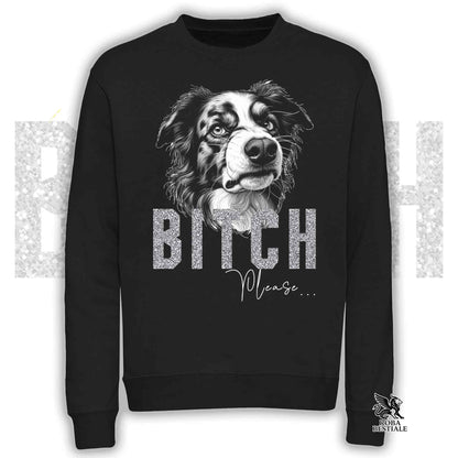 Felpa BI**H, PLEASE - BORDER COLLIE Blue Merle - Girocollo, Unisex, in tanti colori! - dalla XS alla 3XL