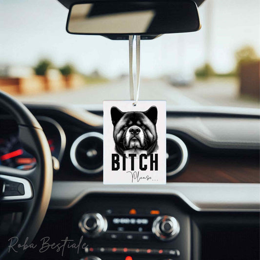 Deodorante Auto BI**H, PLEASE - AKITA AMERICANO - In Feltro, con cordino - 7,5 x 10 cm