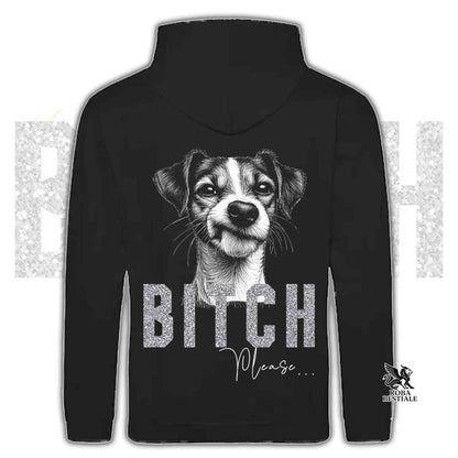 Felpa BI**H, PLEASE - JACK RUSSELL TERRIER Smooth - Con Cappuccio e Tasconi, Unisex, in tanti colori - dalla XS alla 5XL
