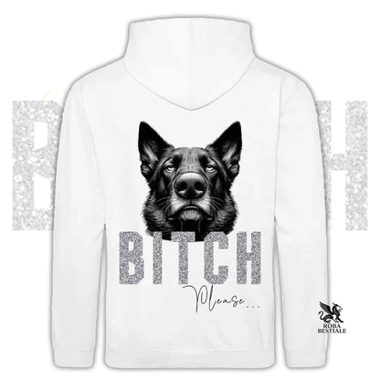 Felpa BI**H, PLEASE - PASTORE TEDESCO da Lavoro "Grigione" - Con Cappuccio e Tasconi, Unisex, in tanti colori - dalla XS alla 5XL