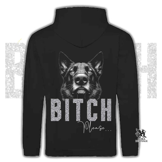 Felpa BI**H, PLEASE - PASTORE TEDESCO da Lavoro "Grigione" - Con Cappuccio e Tasconi, Unisex, in tanti colori - dalla XS alla 5XL