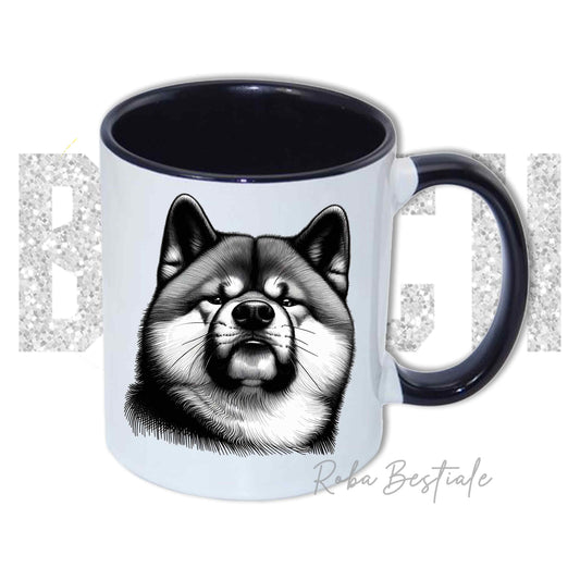 Tazza BI**H, PLEASE - AKITA INU - In Ceramica, con manico e interno colorato - 330 ml