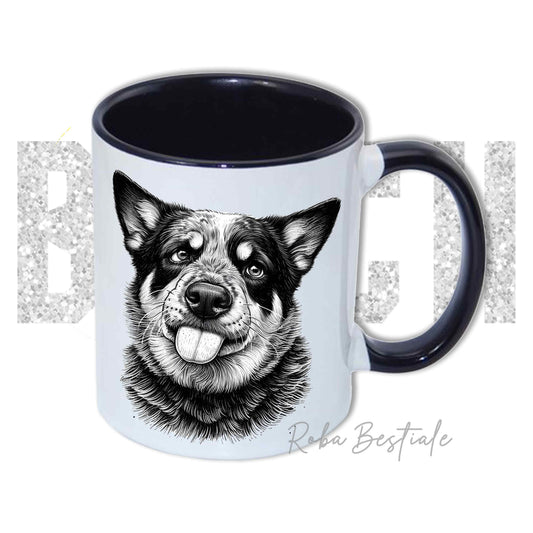 Tazza BI**H, PLEASE - AUSTRALIAN CATTLE DOG - In Ceramica, con manico e interno colorato - 330 ml