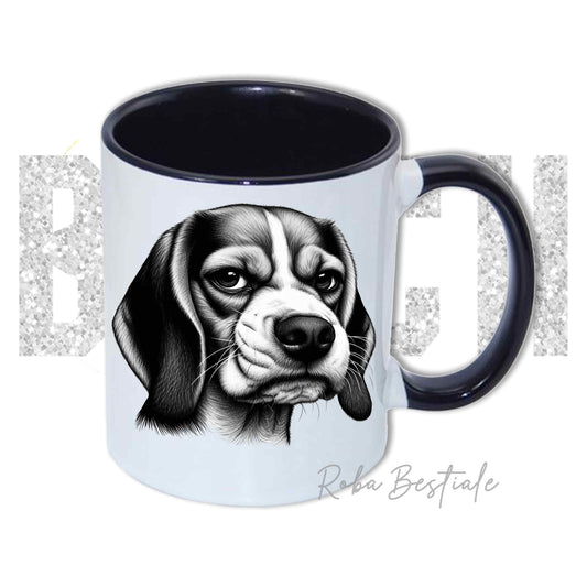 Tazza BI**H, PLEASE - BEAGLE - In Ceramica, con manico e interno colorato - 330 ml