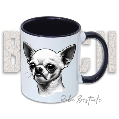 Tazza BI**H, PLEASE - CHIHUAHUA a Pelo Corto Bianco - In Ceramica, con manico e interno colorato - 330 ml