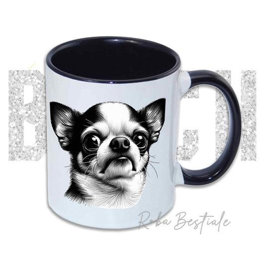 Tazza BI**H, PLEASE - CHIHUAHUA a Pelo Corto Bicolore - In Ceramica, con manico e interno colorato - 330 ml