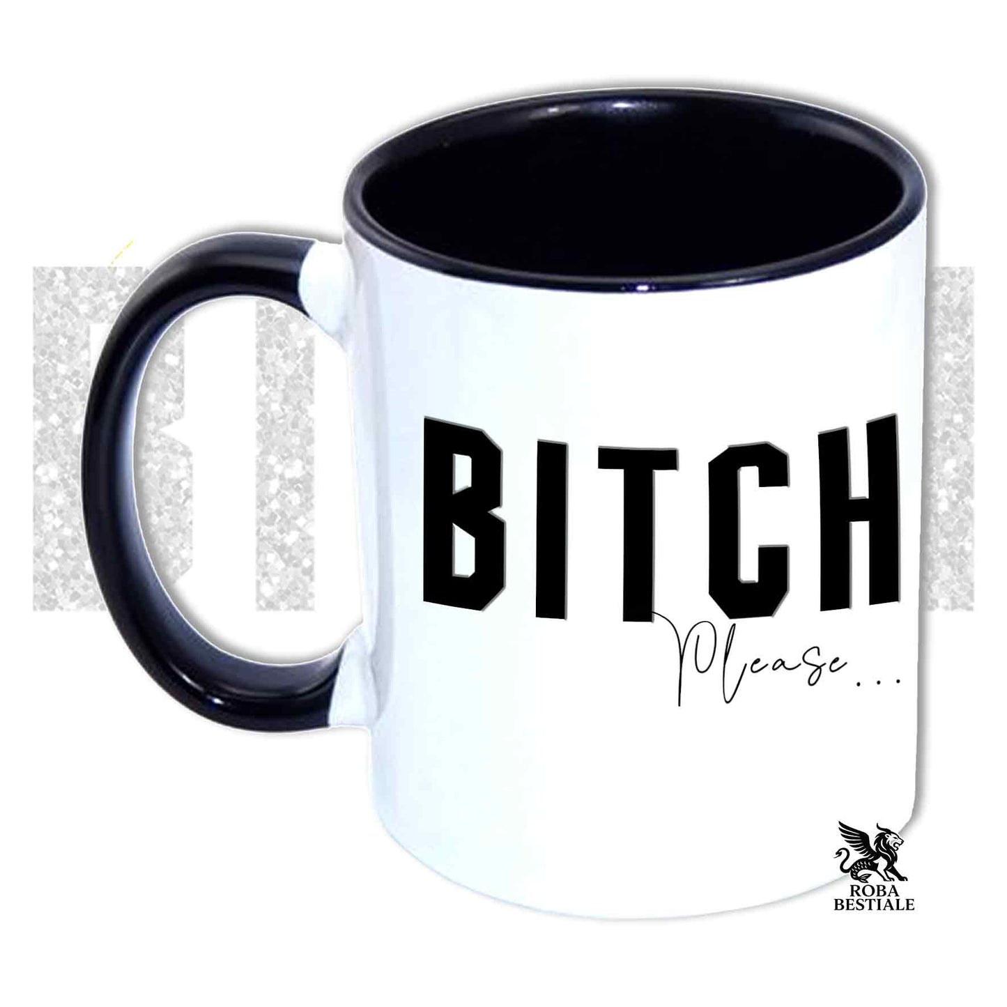 Tazza BI**H, PLEASE - AIREDALE TERRIER - In Ceramica, con manico e interno colorato - 330 ml
