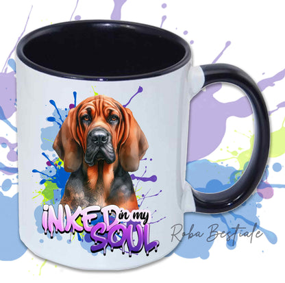 Tazza INKED SOUL - BLOODHOUND Red - In Ceramica, con manico e interno colorato - 330 ml