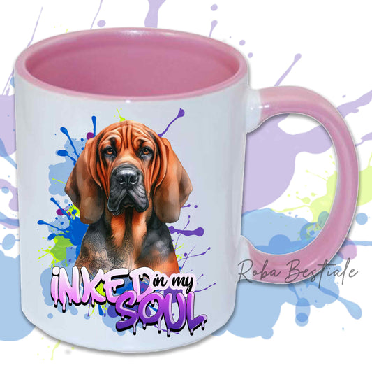 Tazza INKED SOUL - BLOODHOUND Red - In Ceramica, con manico e interno colorato - 330 ml