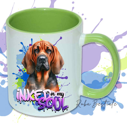 Tazza INKED SOUL - BLOODHOUND Red - In Ceramica, con manico e interno colorato - 330 ml