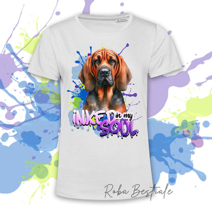 T-Shirt INKED SOUL - BLOODHOUND Noir et Feu - 100% Coton, Noire ou Blanche, Homme ou Femme - du XS au 5XL