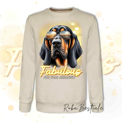 TOO FABULOUS - BLOODHOUND Black and Tan Summer Sweatshirt - Crew Neck, Unisex - Various colors available, from S to 2XL