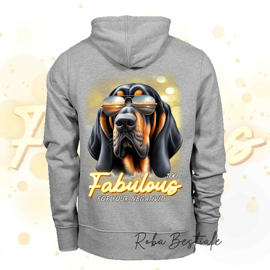 Felpa Invernale TOO FABULOUS - BLOODHOUND Black and Tan - con Cappuccio, Unisex - dalla XS alla 3XL